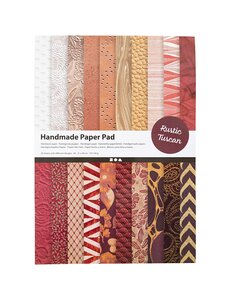 Creativ Company Handgeschept Papier, A4, vel 210x297 mm, 110-150 gr, naturel, rood bruin, 20 vel/ 1 doos