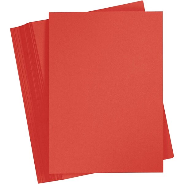 Creativ Company Gekleurd Karton, A4, vel 210x297 mm, 180 gr, rood, 100 vel/ 1 doos