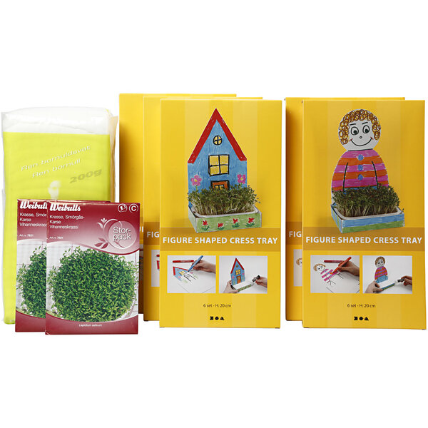 Creativ Company Waterkersbakje met figuur, H: 20 cm, wit, 30 set/ 1 doos