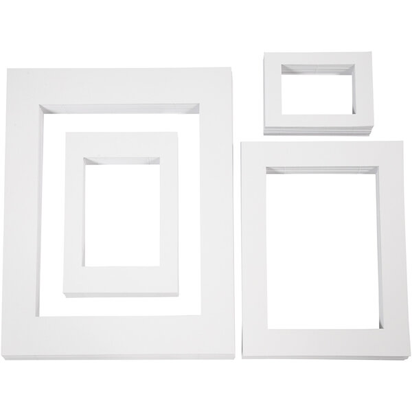 Creativ Company Passepartout lijsten, A3,A4,A5,A6, afm 13,4x18,9+19,7x27,9+28,3x36,6+39,5x49,6 cm, 500 gr, wit, 4x100 stuk/ 1 doos