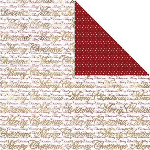Vivi Gade Design papier, Merry Christmas en stippen, vel 30,5x30,5 cm, 180 gr, goud, 3 vel/ 1 doos
