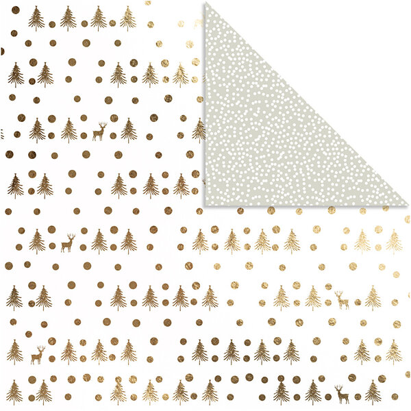 Vivi Gade Design papier, herten en stippen, vel 30,5x30,5 cm, 180 gr, goud, 3 vel/ 1 doos