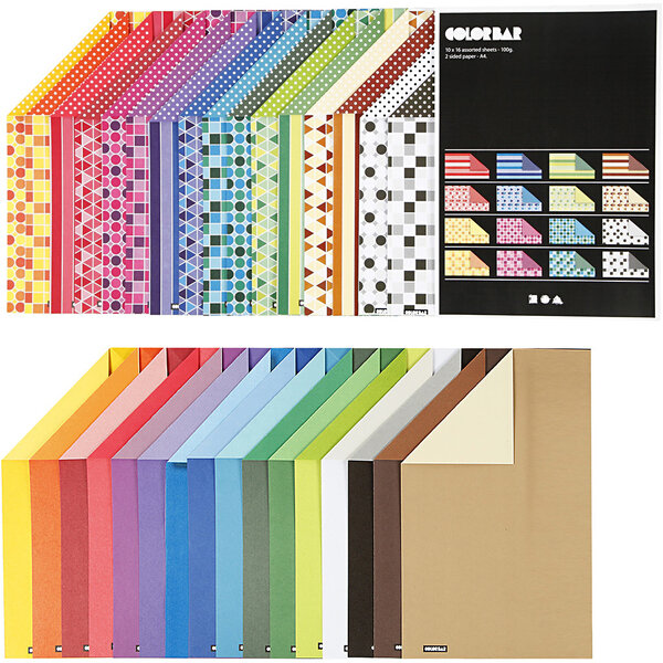 Creativ Company Color Bar Karton, A4, vel 210x297 mm, 250 gr, diverse kleuren, 32x10 vel/ 1 doos
