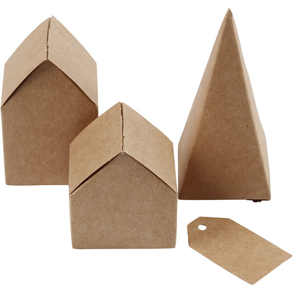 Creativ Company Huizen en bomen, H: 5,7-10 Cm cm, 1 set