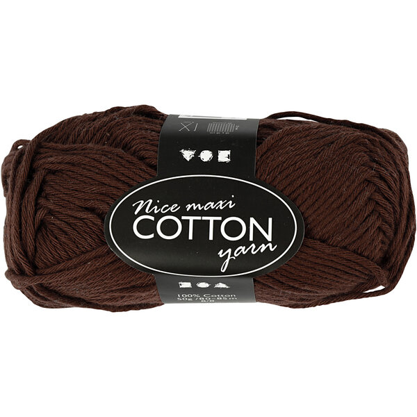 Creativ Company Katoengaren, afm 8/8, L: 80-85 M, afm maxi, bruin, 50 gr/ 1 bol