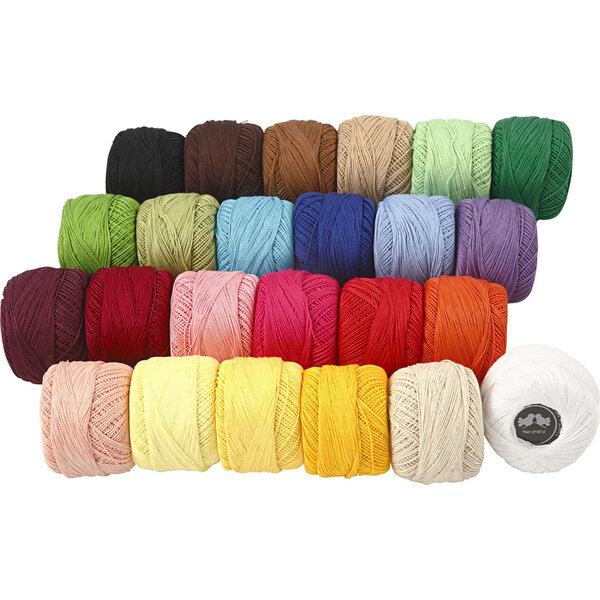 Creativ Company Mercerised Katoengaren, diverse kleuren, 24x20 gr/ 1 doos