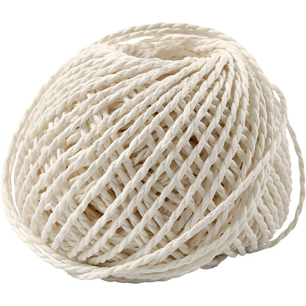Creativ Company Papier Garen, dikte 2,5-3 mm, wit, 150 gr, 40 m/ 1 bol