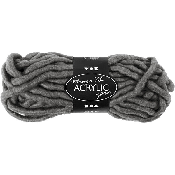 Creativ Company XL Garen van Acryl, L: 17 M, afm manga, grijs, 200 gr/ 1 bol