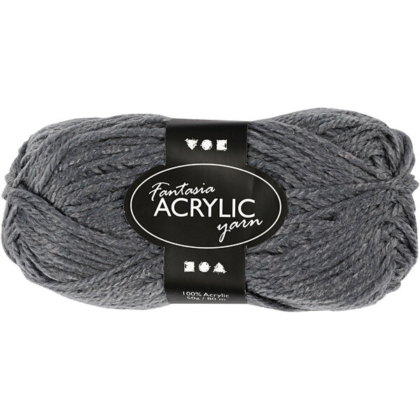 Creativ Company Fantasia acrylgaren, L: 80 M, grijs, 50 gr/ 1 bol