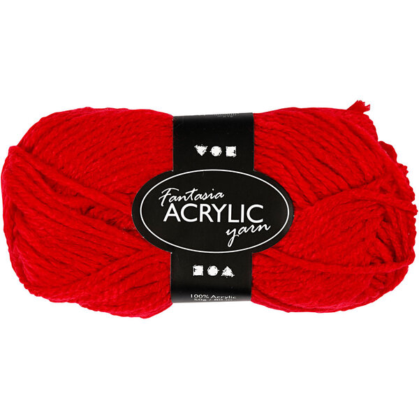 Creativ Company Fantasia acrylgaren, L: 80 M, rood, 50 gr/ 1 bol