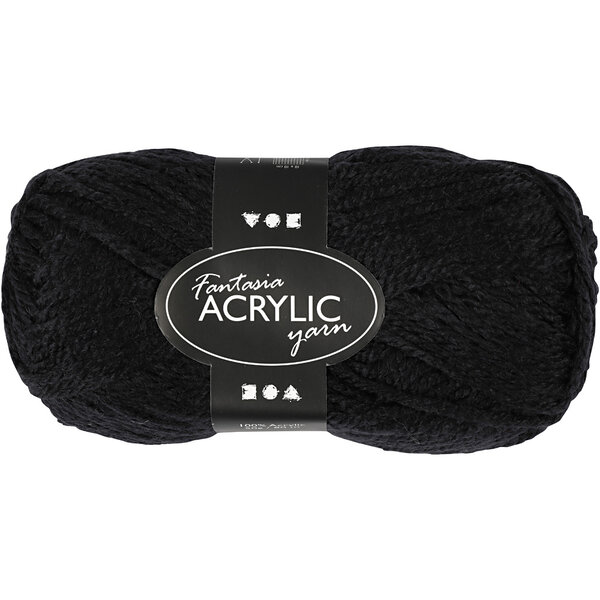 Creativ Company Fantasia acrylgaren, L: 80 M, zwart, 50 gr/ 1 bol