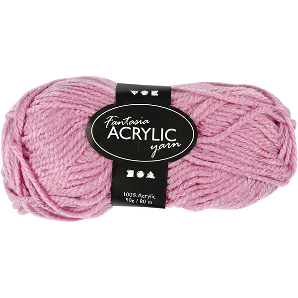 Creativ Company Fantasia acrylgaren, L: 80 M, roze, 50 gr/ 1 bol