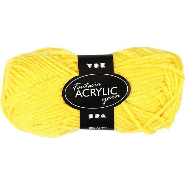 Creativ Company Fantasia acrylgaren, L: 80 M, geel, 50 gr/ 1 bol