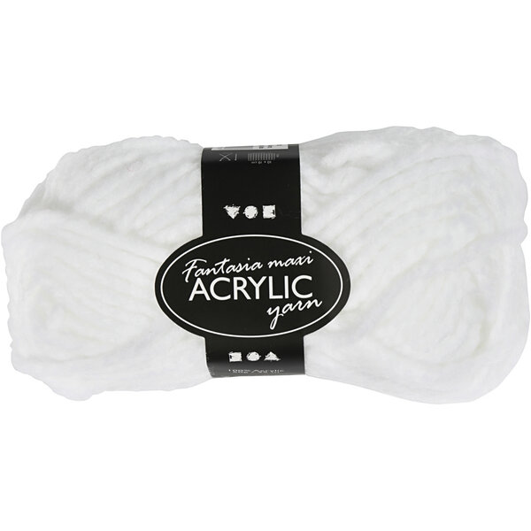 Creativ Company Fantasia Acrylgaren, L: 35 M, Maxi, wit, 50 gr/ 1 bol