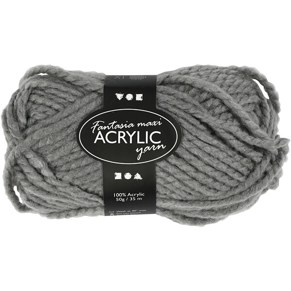 Creativ Company Fantasia Acrylgaren, L: 35 M, Maxi, grijs, 50 gr/ 1 bol