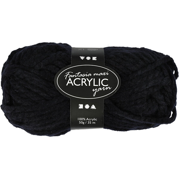 Creativ Company Fantasia Acrylgaren, L: 35 M, Maxi, zwart, 50 gr/ 1 bol