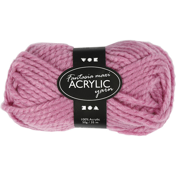 Creativ Company Fantasia Acrylgaren, L: 35 M, Maxi, roze, 50 gr/ 1 bol