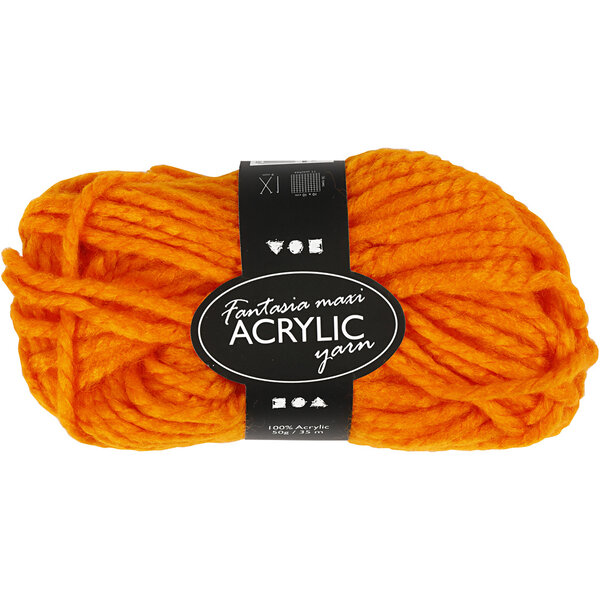 Creativ Company Fantasia Acrylgaren, L: 35 M, Maxi, neon oranje, 50 gr/ 1 bol