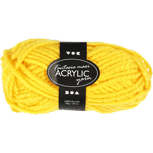 Creativ Company Fantasia Acrylgaren, L: 35 M, Maxi, geel, 50 gr/ 1 bol