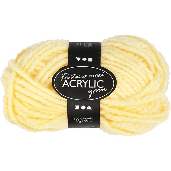 Creativ Company Fantasia Acrylgaren, L: 35 M, Maxi, lichtgeel, 50 gr/ 1 bol