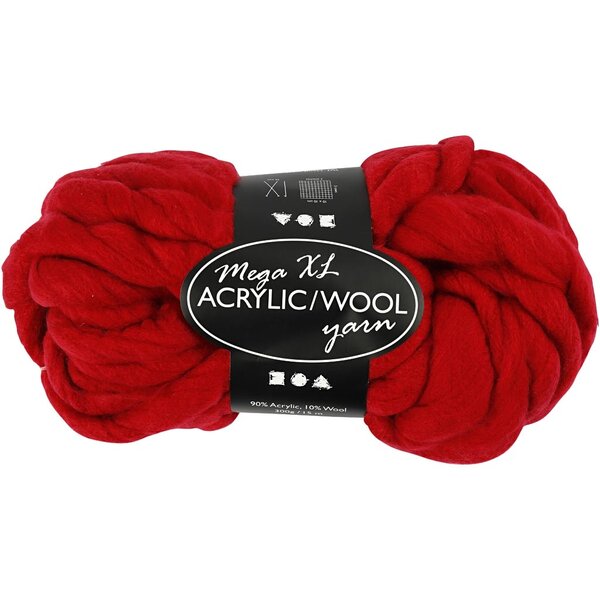Creativ Company XL Garen van Acryl, L: 15 M, afm mega, donkerrood, 300 gr/ 1 bol