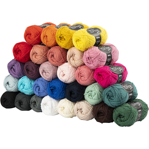 Creativ Company Katoengaren, afm 8/4, L: 170 M, diverse kleuren, 30x50 gr/ 1 doos