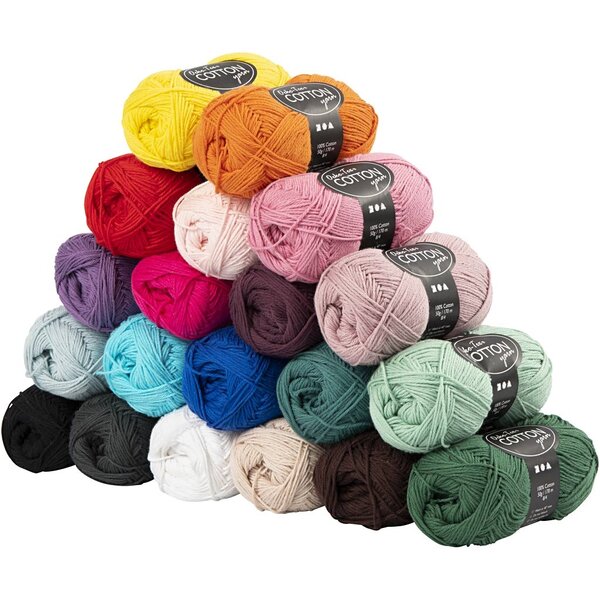 Creativ Company Katoengaren, afm 8/4, L: 170 M, Inhoud kan variëren , diverse kleuren, 20x50 gr/ 1 doos