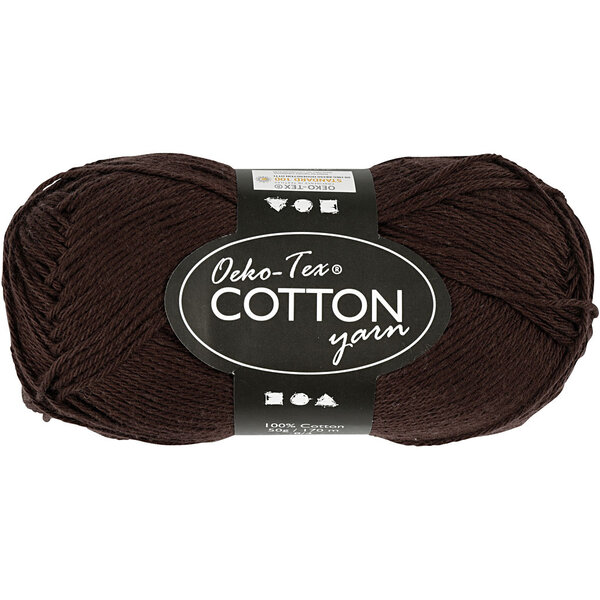 Creativ Company Katoengaren, afm 8/4, L: 170 M, donkerbruin, 50 gr/ 1 bol