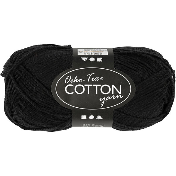 Creativ Company Katoengaren, afm 8/4, L: 170 M, zwart, 50 gr/ 1 bol