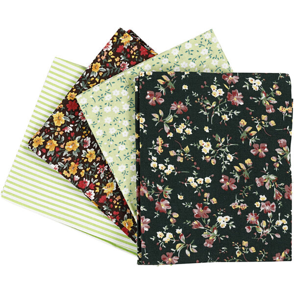 Creativ Company Patchwork stof, afm 45x55 cm, 100 gr, groen, 4 stuk/ 1 bol