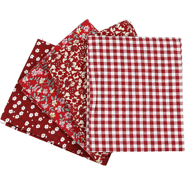 Creativ Company Patchwork stof, afm 45x55 cm, 100 gr, rood, 4 stuk/ 1 bol