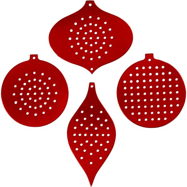 Creativ Company Kruissteken karton, kersdecoratie, H: 8,5-12 cm, gatgrootte 3 mm, metallic rood, 8 stuk/ 1 doos