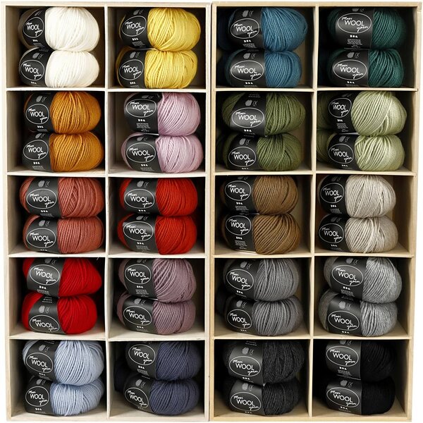 Creativ Company Wolgaren, L: 125 M, diverse kleuren, 20x10 bol/ 1 doos