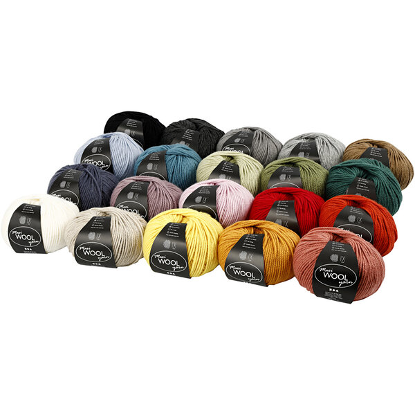 Creativ Company Wolgaren, L: 125 M, diverse kleuren, 20x100 gr/ 1 doos