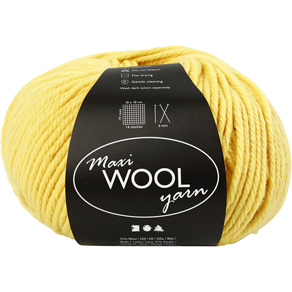 Creativ Company Wolgaren, L: 125 M, geel, 100 gr/ 1 bol