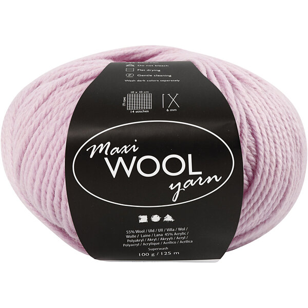 Creativ Company Wolgaren, L: 125 M, zacht roze, 100 gr/ 1 bol