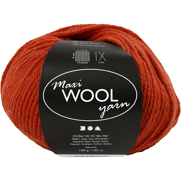Creativ Company Wolgaren, L: 125 M, rust red, 100 gr/ 1 bol