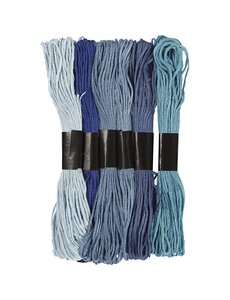 Creativ Company Borduurgaren, dikte 1 mm, blauw harmonie, 6 bol/ 1 doos