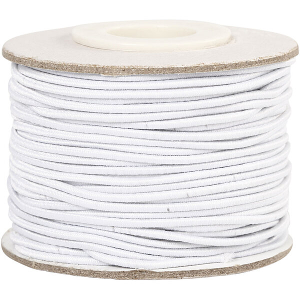Creativ Company Elastisch koord, dikte 1 mm, wit, 25 m/ 1 rol