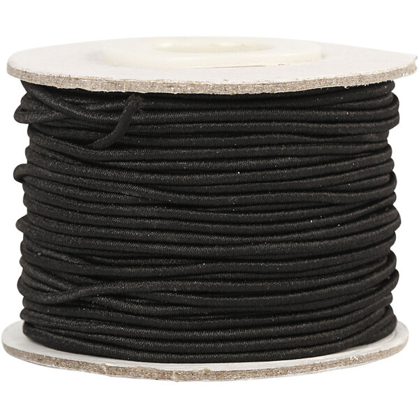 Creativ Company Elastisch koord, dikte 1 mm, zwart, 25 m/ 1 rol