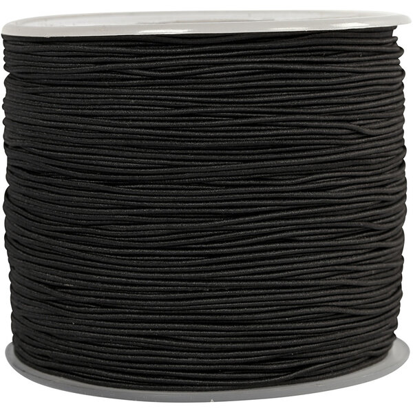 Creativ Company Elastisch koord, dikte 1 mm, zwart, 250 m/ 1 rol