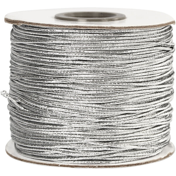 Creativ Company Elastisch koord, dikte 1 mm, zilver, 100 m/ 1 rol