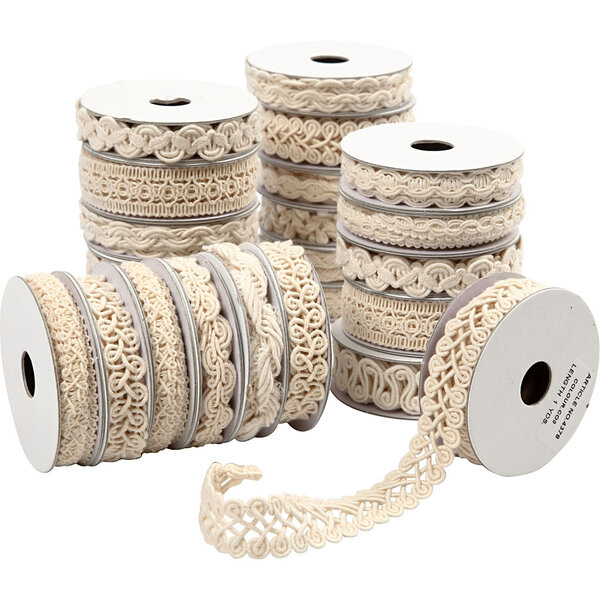 Creativ Company Decoratief lint, B: 6-18 mm, crème, 56x0.90 m/ 1 doos