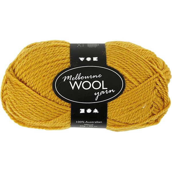 Creativ Company Melbourne wolgaren, L: 92 M, donkergeel, 50 gr/ 1 bol