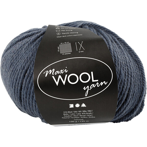 Creativ Company Wolgaren, L: 125 M, blauw, 100 gr/ 1 bol