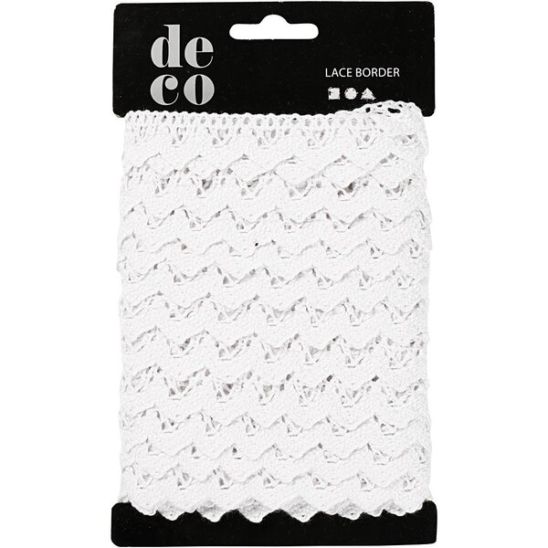 Creativ Company Kanten lint, B: 19 mm, wit, 10 m/ 1 rol