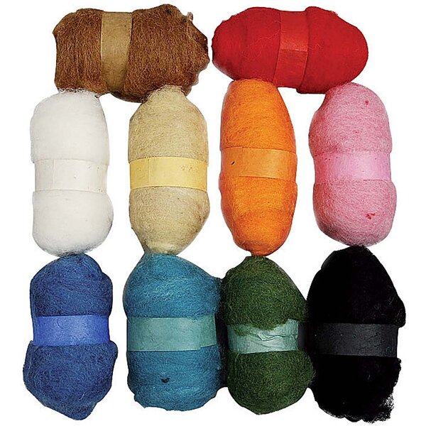 Creativ Company Gekaarde Wol, diverse kleuren, 10x25 gr/ 1 doos