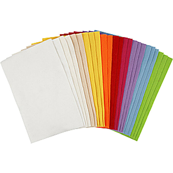 Creativ Company Hobbyvilt, vel 20x30 cm, dikte 1,5-2 mm, 180-200 gr, diverse kleuren, 24 div vellen/ 1 doos