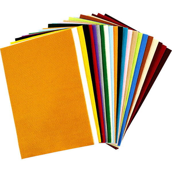 Creativ Company Hobbyvilt, vel 20x30 cm, dikte 1,5-2 mm, 180-200 gr, diverse kleuren, 24 div vellen/ 1 doos