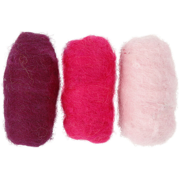 Creativ Company Gekaarde Wol, paars/roze harmonie, 3x10 gr/ 1 doos